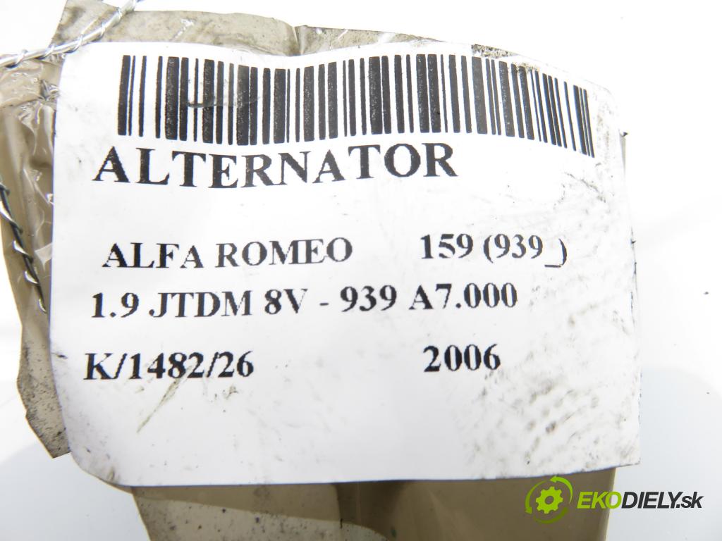 ALFA ROMEO 159 (939_) SEDAN 2006 85,00 1.9 JTDM 8V - 939 A7.000 1910,00 Alternátor  (Alternátor)