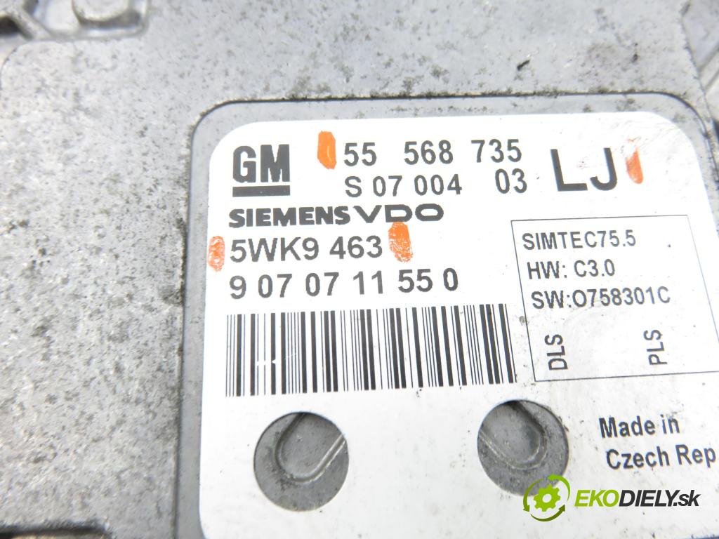 OPEL ZAFIRA B (A05) MINIVAN 2009 85,00 1.6 - Z 16 XER 1598,00 Riadiaca jednotka Motor 55568735LJ ; 5WK9463