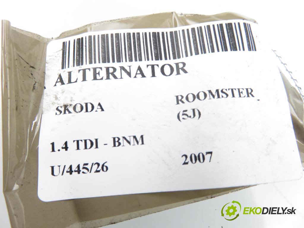 SKODA ROOMSTER (5J) KOMBIVAN 2006 51,00 1.4 TDI - BNM 1422,00 Alternátor 0124515022 ; 045903023A (Alternátor)