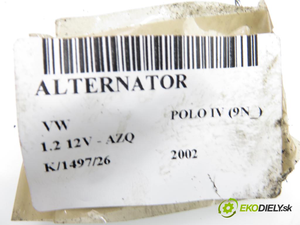VW POLO (9N_) HB 2002 47,00 1.2 12V - AZQ 1198,00 Alternátor  (Alternátor)