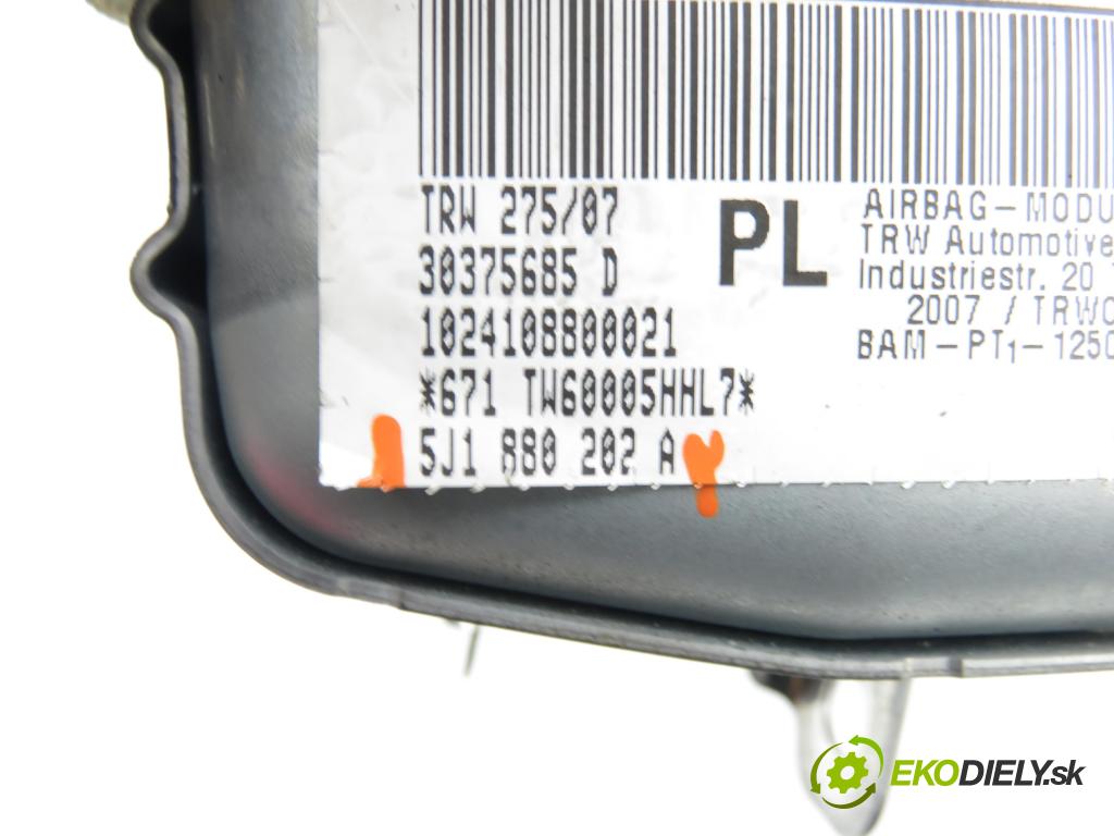 SKODA ROOMSTER (5J) KOMBIVAN 2006 51,00 1.4 TDI - BNM 1422,00 AirBag air BAG CESTUJÍCÍ: 5J1880202A ; 5J1880267