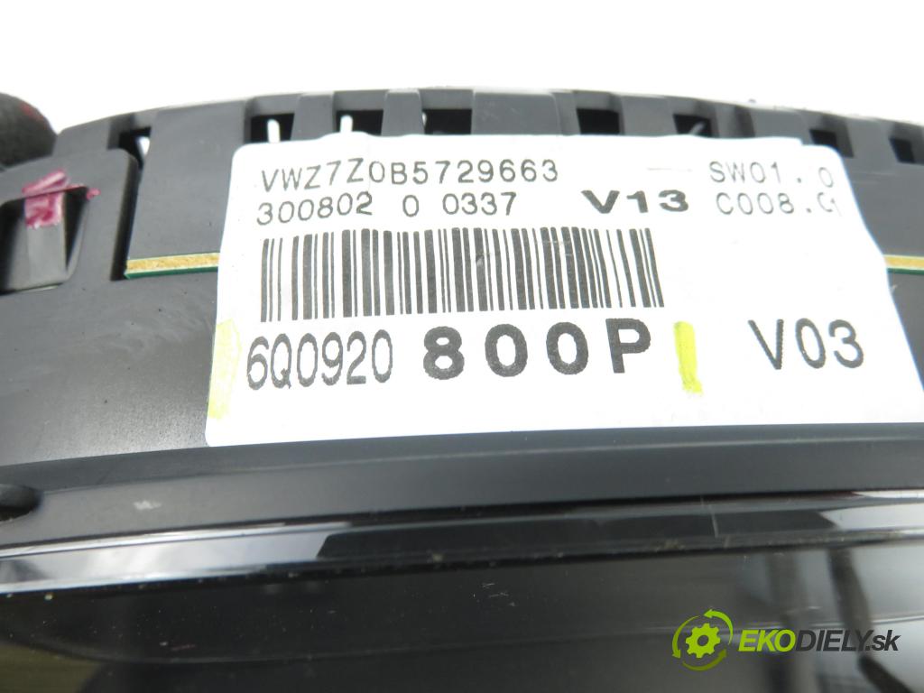 VW POLO (9N_) HB 2002 47,00 1.2 12V - AZQ 1198,00 Prístrojovka elektrický 6Q0920800P
