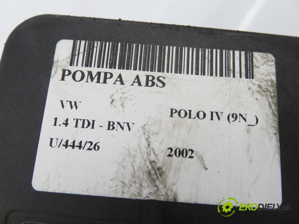 VW POLO (9N_) HB 2002 59,00 1.4 TDI - BNV 1422,00 Pumpa ABS 10096003323 ; 6Q0907379L ; 6Q0614117H (Pumpa ABS)