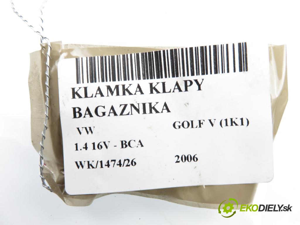 VW GOLF V (1K1) HB 2006 55,00 1.4 16V - BCA 1390,00 klika dveří kufr 1K0827469G ; 3C0827469C