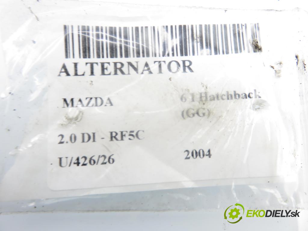 MAZDA 6 Hatchback (GG) LIFTBACK 2004 100,00 2.0 DI - RF5C 1998,00 Alternátor A3TB4981 (Alternátor)