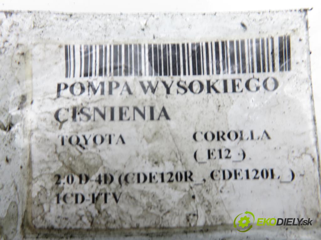 TOYOTA COROLLA (_E12_) HB 2003 66,00 2.0 D-4D (CDE120R_, CDE120L_) - 1CD-FTV 1995,00 pumpa vysokého TLAK: 2210027010 ; 09730000177