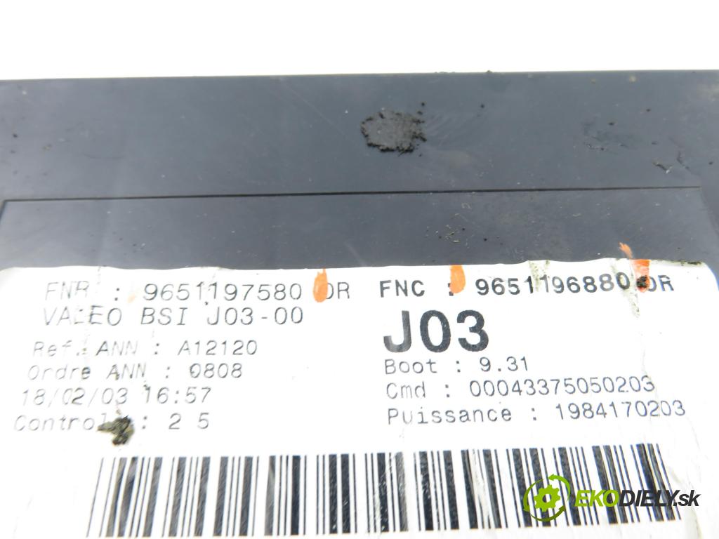 PEUGEOT 307 SW (3H) KOMBI 2003 81,00 1.6 16V - NFU (TU5JP4) 1587,00 MODUL BSI 9651197580 ; 9651196880