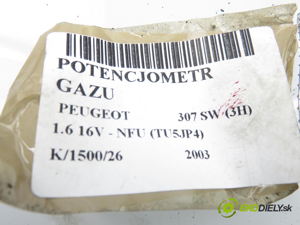 PEUGEOT 307 SW (3H) KOMBI 2003 81,00 1.6 16V - NFU (TU5JP4) 1587,00 Potenciometer plynu 0280752251 ; 9646702180 (Potenciometer plynového pedálu)