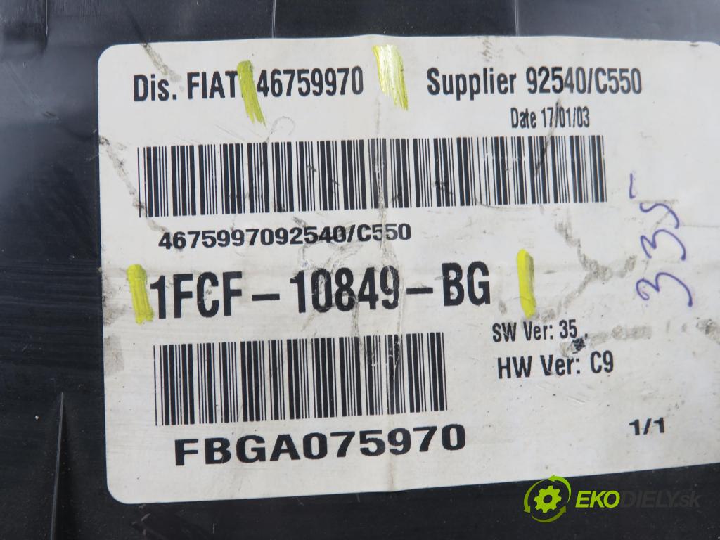 FIAT STILO (192_) HB 2003 85,00 1.9 JTD (192_XE1A) - 192 A1.000 1910,00 prístrojovka elektrický 46759970 ; 1FCF10849BG