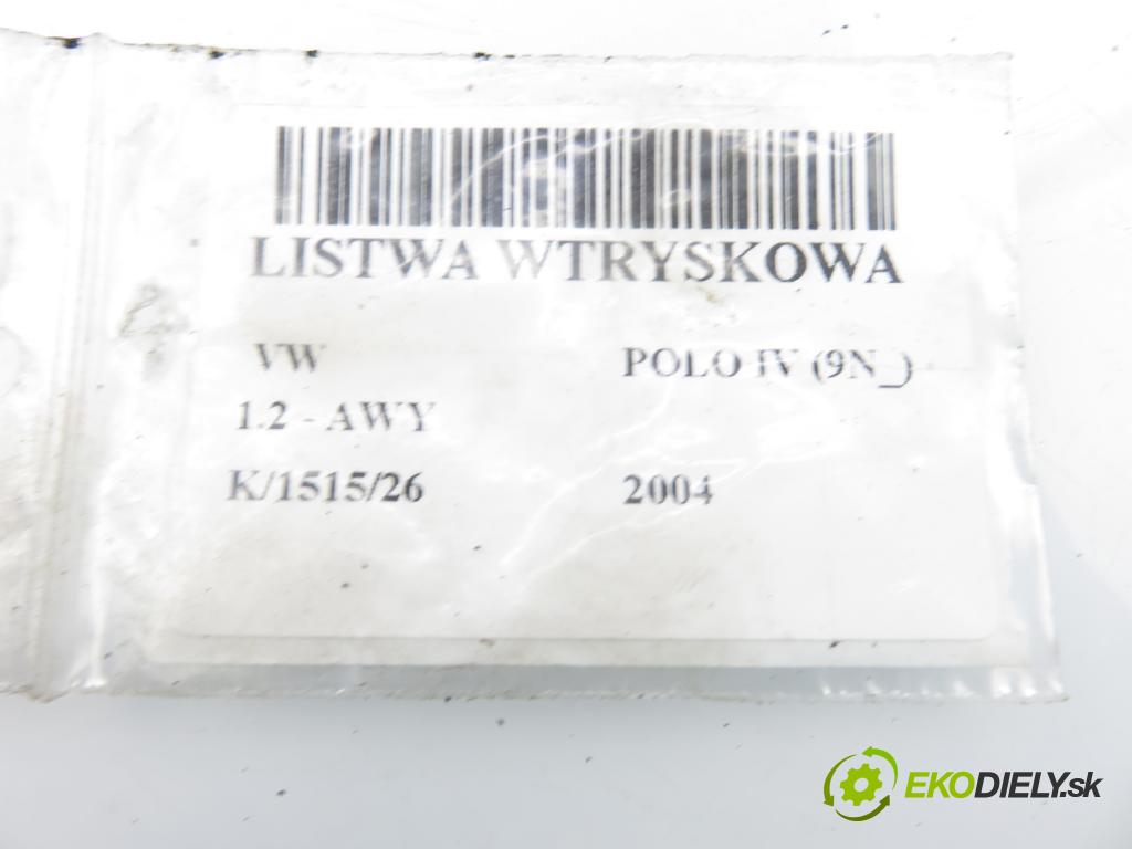 VW POLO (9N_) HB 2004 40,00 1.2 6V 54 - AWY 1198,00 Lišta vstrekovacia 03E906031 ; 03E133320 ; 03E133319 (Vstrekovacia lišta)