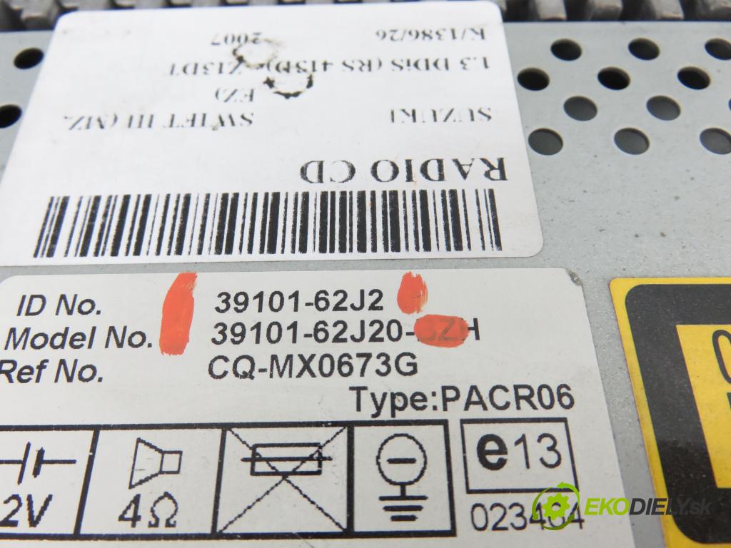 SUZUKI SWIFT III (MZ, EZ) HB 2007 51,00 1.3 DDiS (RS 413D) 69 - Z13DT 1248,00 RADIO CD 3910162J2 ; 3910162J20
