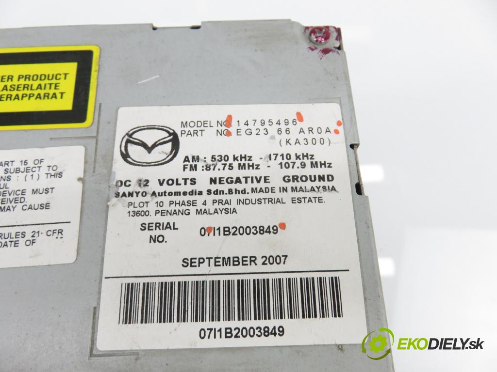 MAZDA CX-7 (ER) SUV 2008 182,00 2.3 244 - L3-VDT 2261,00 RADIO CD EG2366AR0A