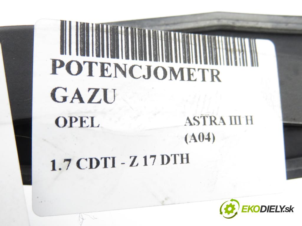 OPEL ASTRA H (A04) HB 2005 74,00 1.7 CDTI 100 - Z 17 DTH 1686,00 Potenciometer plynu 9157998BK ; 6PV00811200 (Potenciometer plynového pedálu)