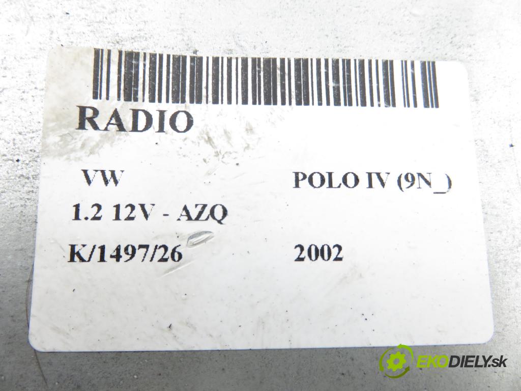 VW POLO (9N_) HB 2002 47,00 1.2 12V 64 - AZQ 1198,00 RADIO Modul