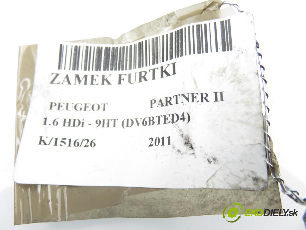 PEUGEOT PARTNER Skrzynia FURGON 2011 55,00 1.6 HDi - 9HT (DV6BTED4) 1560,00 zámok dvierka 828420 ; PSA828420