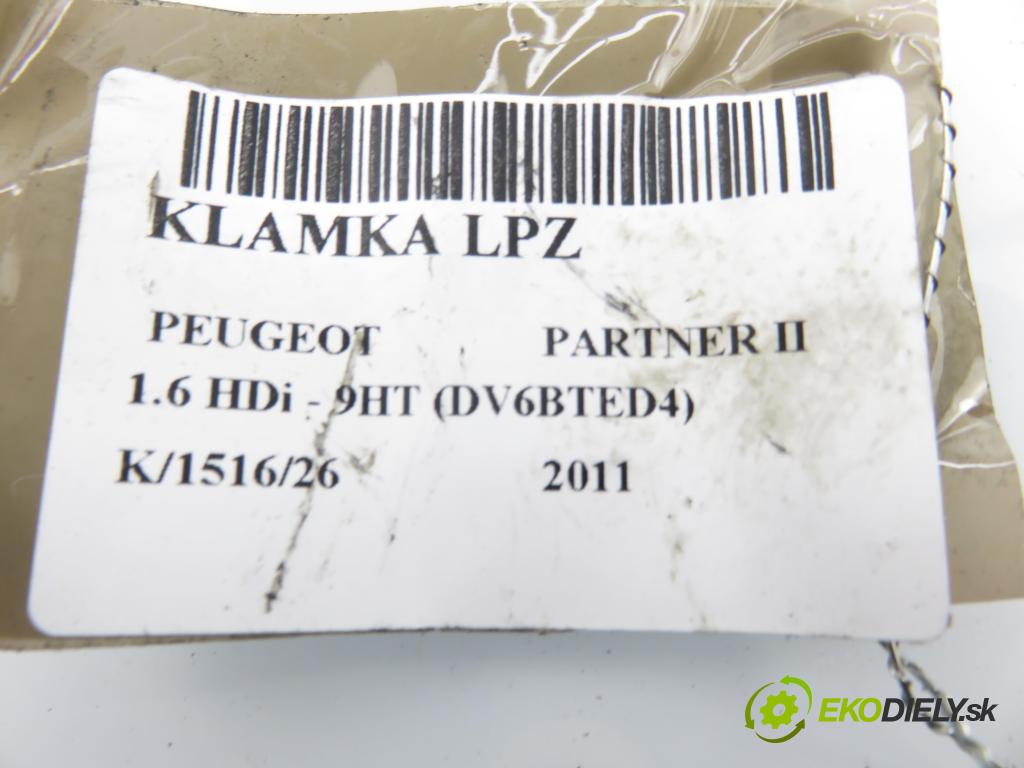 PEUGEOT PARTNER Skrzynia FURGON 2011 55,00 1.6 HDi - 9HT (DV6BTED4) 1560,00 Kľučka LPZ