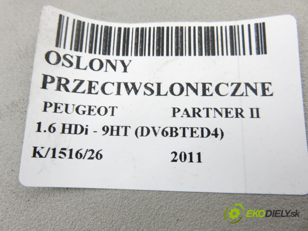PEUGEOT PARTNER Skrzynia FURGON 2011 55,00 1.6 HDi - 9HT (DV6BTED4) 1560,00 kryty protislnečné