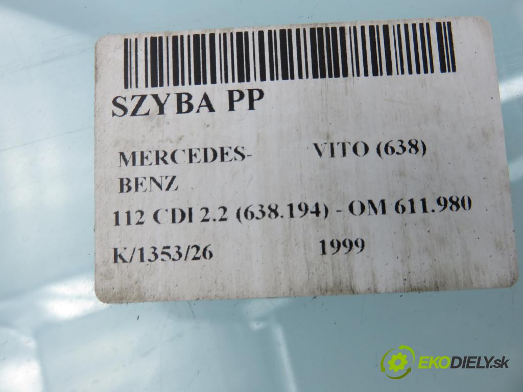 MERCEDES-BENZ VITO Autobus (638) BUS 1999 90,00 112 CDI 2.2 122 - OM 611.980 2151,00 Okno PP