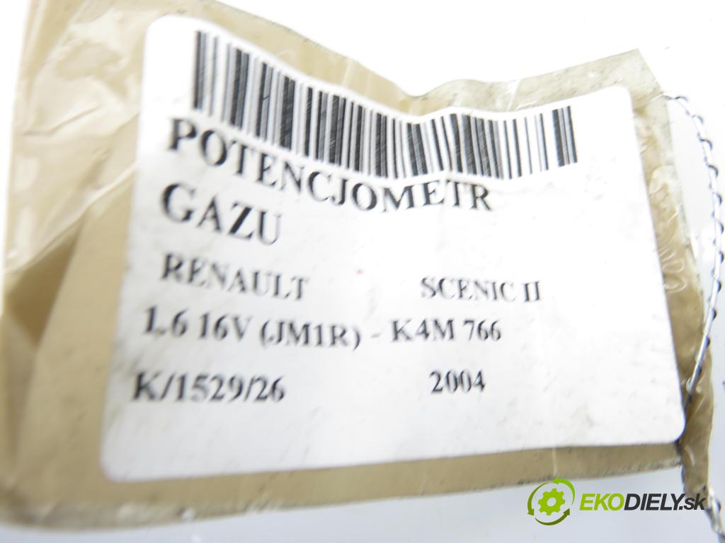 RENAULT SCENIC II (JM0/1_) MINIVAN 2004 82,00 1.6 16V (JM1R) - K4M 766 1598,00 Potenciometer plynu 8200159645B (Potenciometer plynového pedálu)