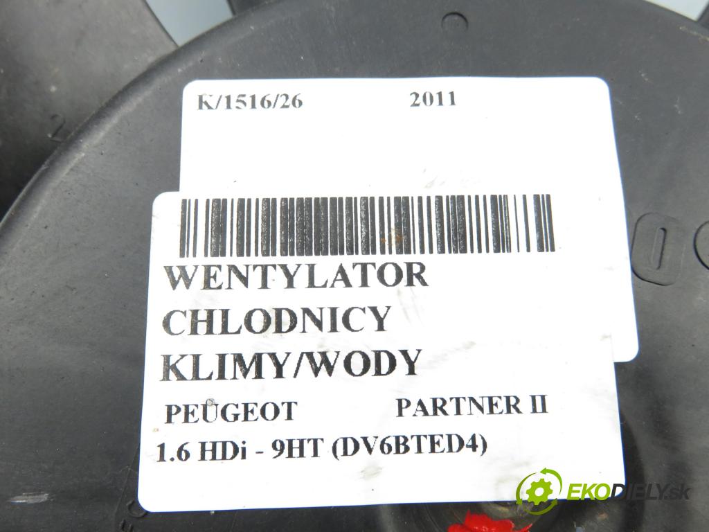 PEUGEOT PARTNER Skrzynia FURGON 2011 55,00 1.6 HDi - 9HT (DV6BTED4) 1560,00 Ventilátor chladič klíma/voda 9661571480 ; 988495H