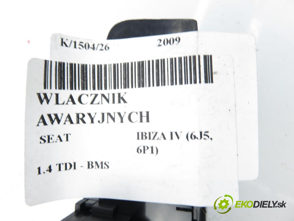 SEAT IBIZA IV (6J5, 6P1) HB 2009 59,00 1.4 TDI - BMS 1422,00 prepínač výstražných (núdzových) 6J0927137C