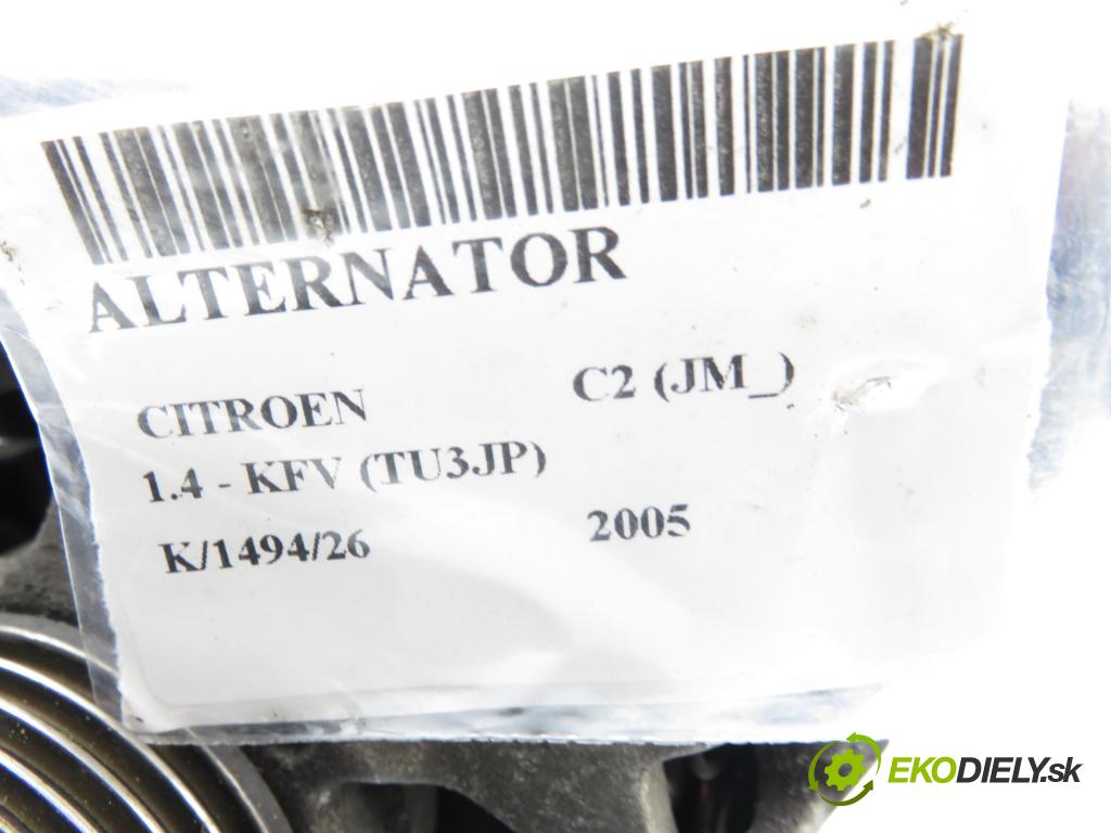 CITROEN C2 (JM_) HB 2005 50,00 1.4 - KFV (TU3JP) 1360,00 Alternátor CA1687IR (Alternátor)