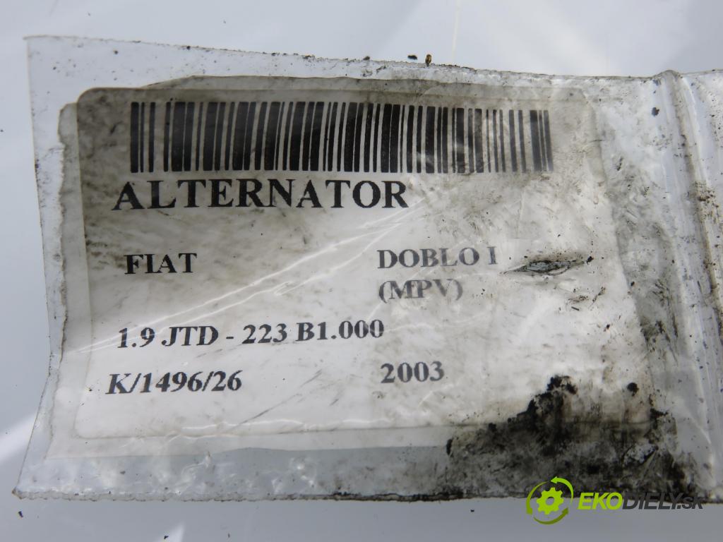 FIAT DOBLO nadwozie wielkoprzestrzenne (MPV) (119_, 223_) KOMBIVAN 2003 77,00 1.9 JTD - 223 B1.000 1910,00 Alternátor 46782213 ; 63321826 (Alternátor)