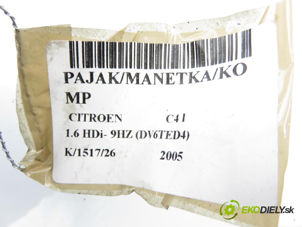 CITROEN C4 I (LC_) HB 2005 80,00 1.6 HDi 109 - 9HZ (DV6TED4) 1560,00 páčka/prepínač 96621666XT ; 34565721