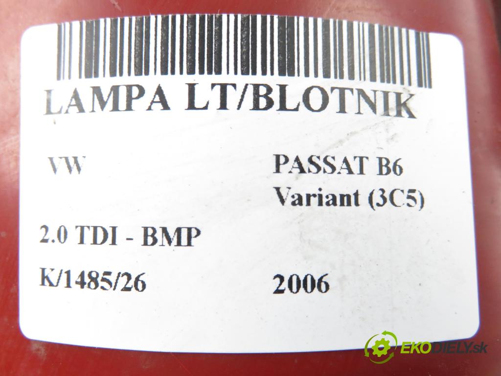 VW PASSAT B6 Variant (3C5) KOMBI 2006 103,00 2.0 TDI PD 8V 140 - BMP 1968,00 Svetlo ľavé zadné 3C9945095N