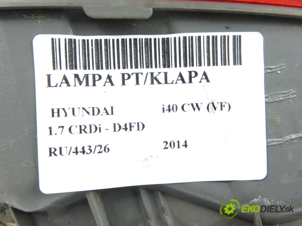 HYUNDAI i40 CW (VF) KOMBI 2014 100,00 1.7 CRDi 136 - D4FD 1685,00 Svetlo pravé zadné kufor 924043Z001