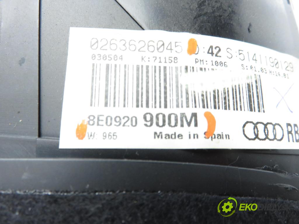 AUDI A4 Avant (8E5, B6) KOMBI 2004 96,00 1.9 TDI PD 130 - AVF 1896,00 Prístrojovka elektrický 0263626045 ; 8E0920900M