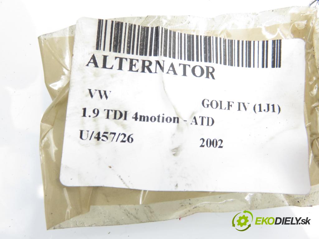 VW GOLF IV (1J1) HB 2002 74,00 1.9 TDI 4motion - ATD 1896,00 Alternátor 038903023R (Alternátor)