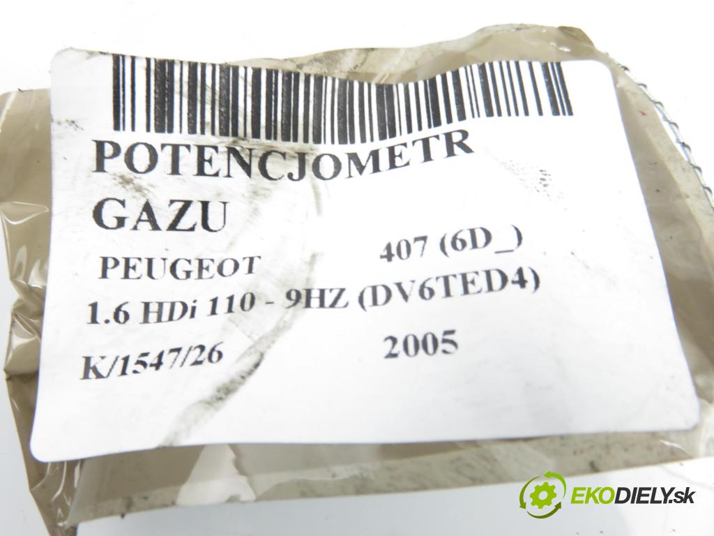 PEUGEOT 407 (6D_) SEDAN 2005 80,00 1.6 HDi 110 - 9HZ (DV6TED4) 1560,00 Potenciometer plynu 0280752242 ; 9644930580 (Potenciometer plynového pedálu)
