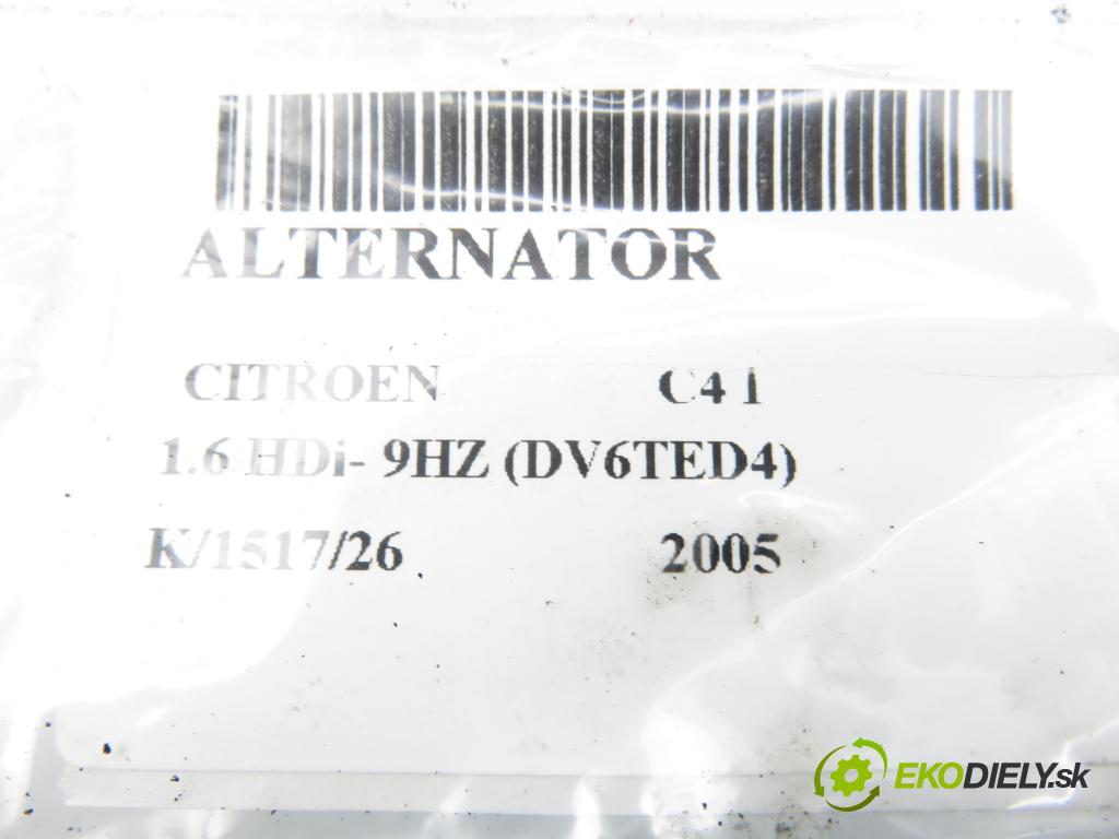 CITROEN C4 I (LC_) HB 2005 80,00 1.6 HDi 109 - 9HZ (DV6TED4) 1560,00 Alternátor 9646321780 (Alternátor)