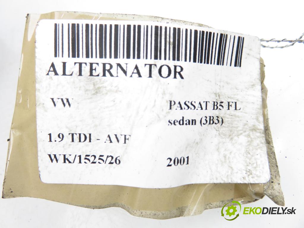 VW PASSAT B5.5 (3B3) SEDAN 2001 96,00 1.9 TDI PD 130 - AVF 1896,00 Alternátor 028903031 (Alternátor)