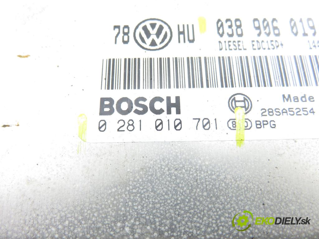 VW PASSAT B5.5 (3B3) SEDAN 2001 96,00 1.9 TDI - AVF 1896,00 Riadiaca jednotka Motor 038906019EP ; 0281010701