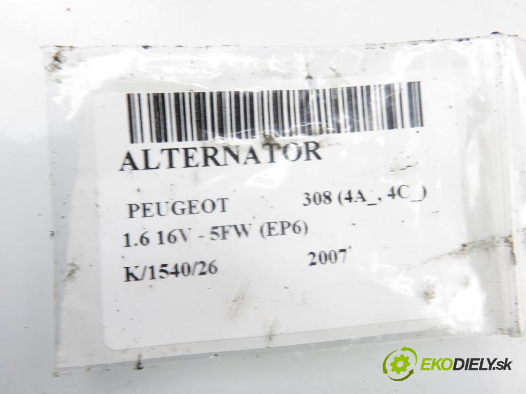 PEUGEOT 308 (4A_, 4C_) HB 2007 88,00 1.6 VTi 120 - 5FW (EP6) 1598,00 Alternátor 757692180 (Alternátor)