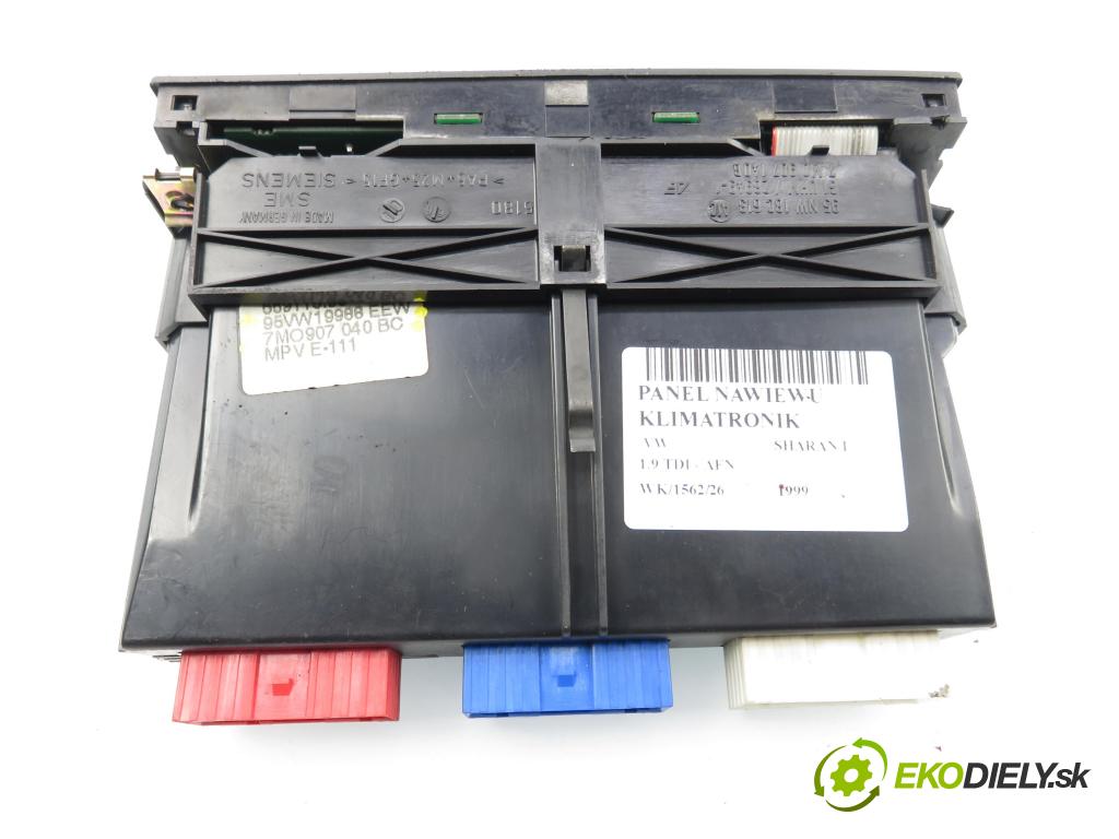VW SHARAN (7M8, 7M9, 7M6) MINIVAN 1999 81,00 1.9 TDI 110 - AFN 1896,00 Panel kúrenia KLIMATRONIK 7M0907040BC