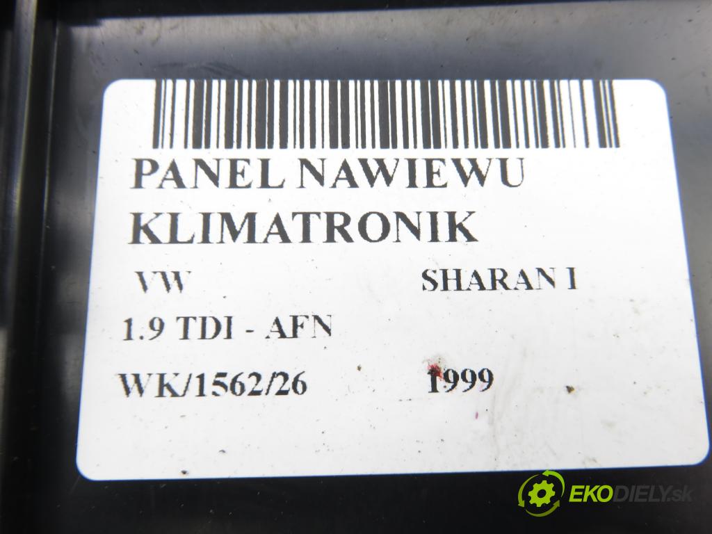 VW SHARAN (7M8, 7M9, 7M6) MINIVAN 1999 81,00 1.9 TDI 110 - AFN 1896,00 Panel kúrenia KLIMATRONIK 7M0907040BC