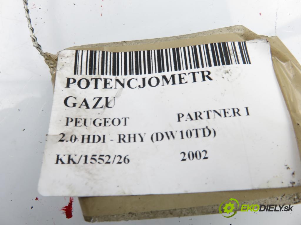 PEUGEOT PARTNER Combispace (5F) KOMBIVAN 2002 66,00 2.0 HDI - RHY (DW10TD) 1997,00 Potenciometer plynu 9643365680 (Potenciometer plynového pedálu)
