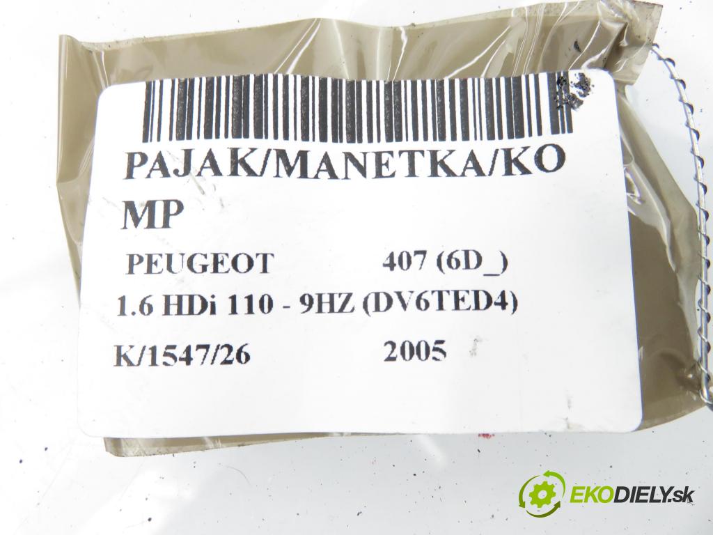 PEUGEOT 407 (6D_) SEDAN 2005 80,00 1.6 HDi 110 - 9HZ (DV6TED4) 1560,00 páčka/prepínač 96473051XT