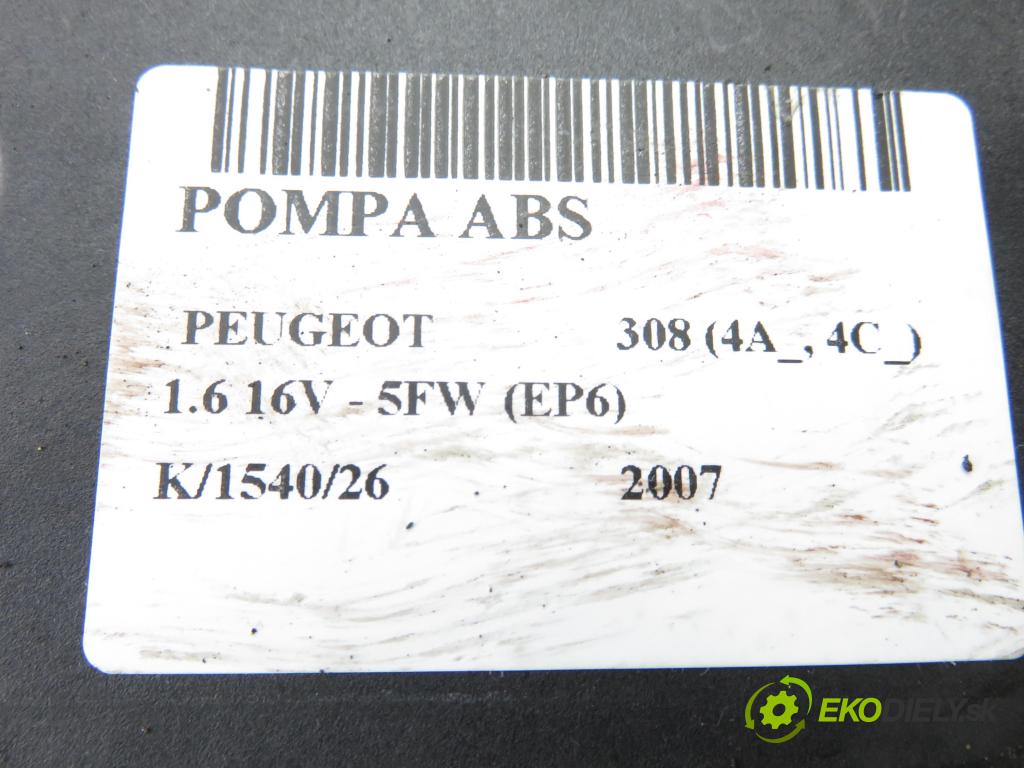 PEUGEOT 308 (4A_, 4C_) HB 2007 88,00 1.6 16V - 5FW (EP6) 1598,00 Pumpa ABS 9663575780 ; 0265235106 (Pumpa ABS)