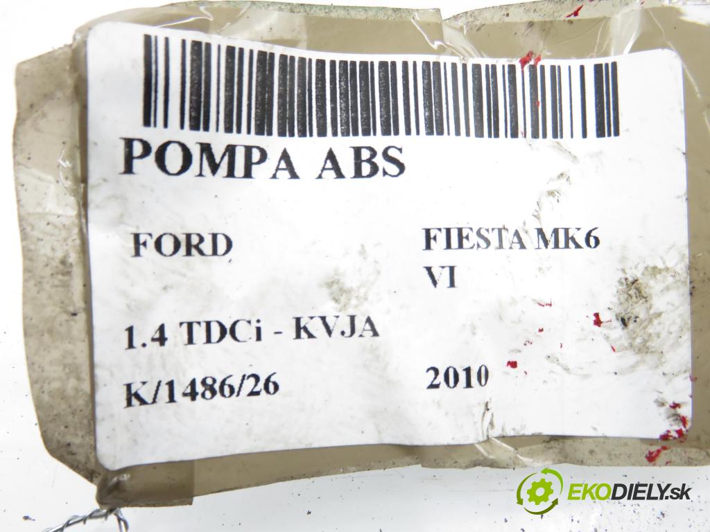 FORD FIESTA VI Van HB 2010 51,00 1.4 TDCi - KVJA 1399,00 Pumpa ABS 06210955813 ; 8V512M110AD ; 06210213174 (Pumpa ABS)