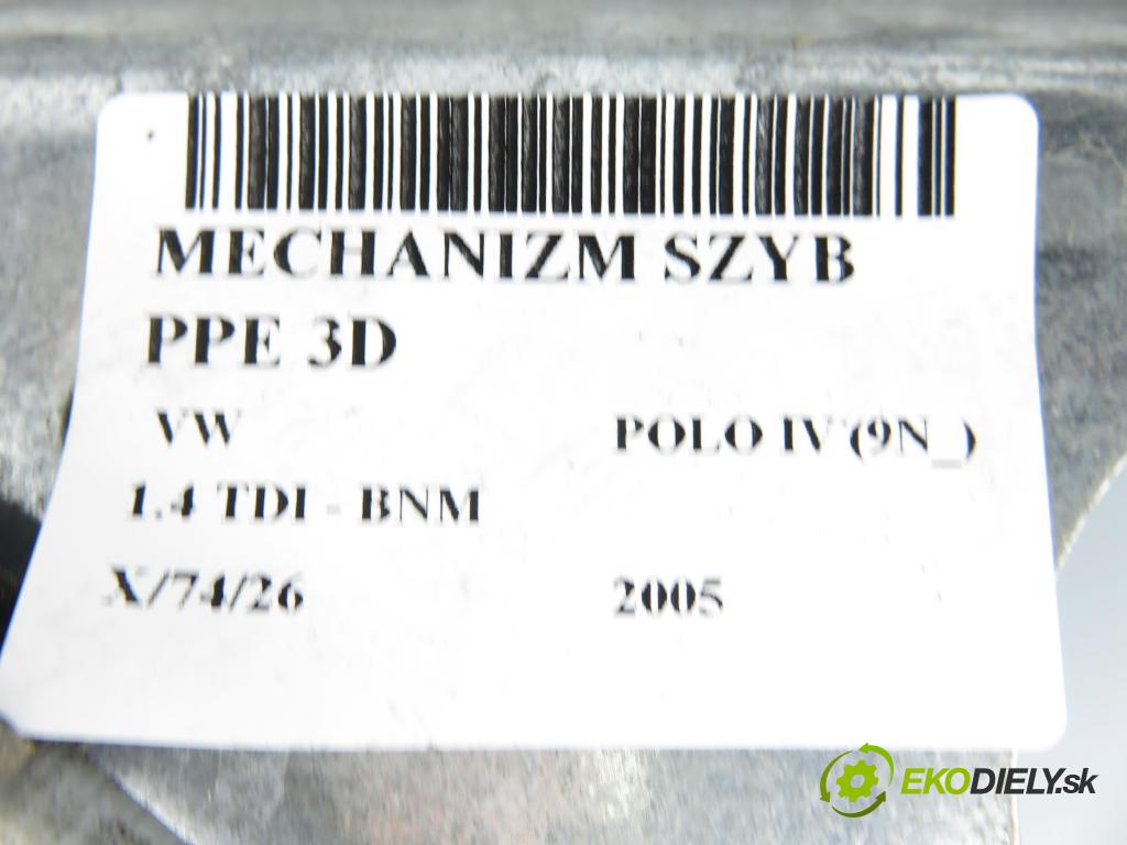 VW POLO (9N_) HB 2005 51,00 1.4 TDI - BNM 1422,00 Mechanizmus okien 3D 6Y2959801 ; 400894D