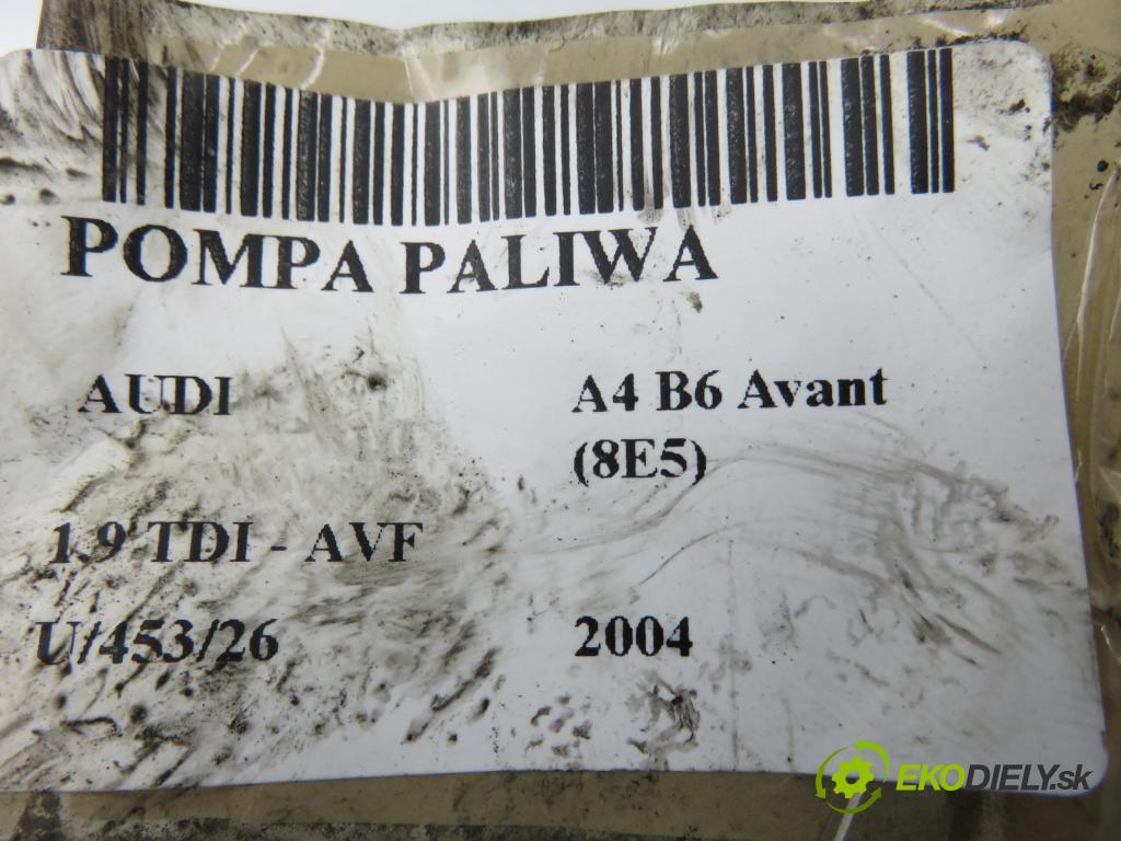 AUDI A4 Avant (8E5, B6) KOMBI 2004 96,00 1.9 TDI PD 130 - AVF 1896,00 Pumpa paliva 8E0919050D