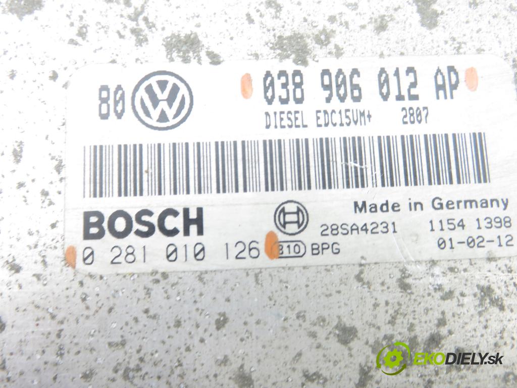VW GOLF IV (1J1) HB 2001 81,00 1.9 TDI - ASV 1896,00 Riadiaca jednotka Motor 038906012AP ; 0281010126