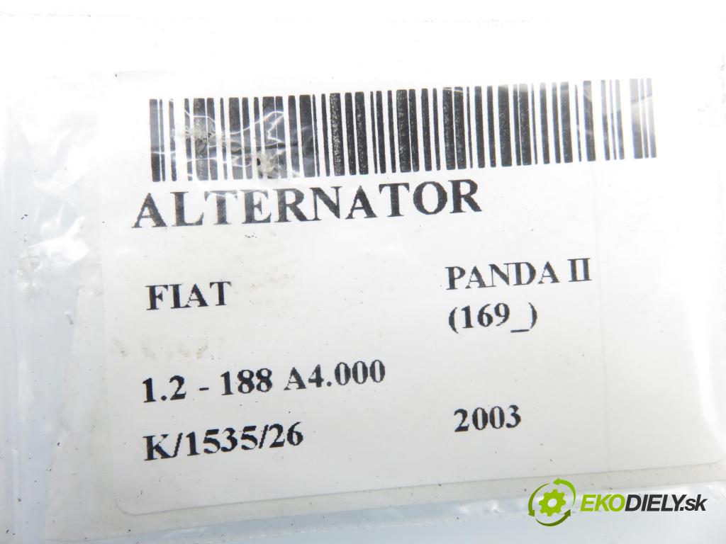 FIAT PANDA (169_) HB 2003 44,00 1.2 - 188 A4.000 1242,00 Alternátor 51700675 ; MS1022118280 (Alternátor)
