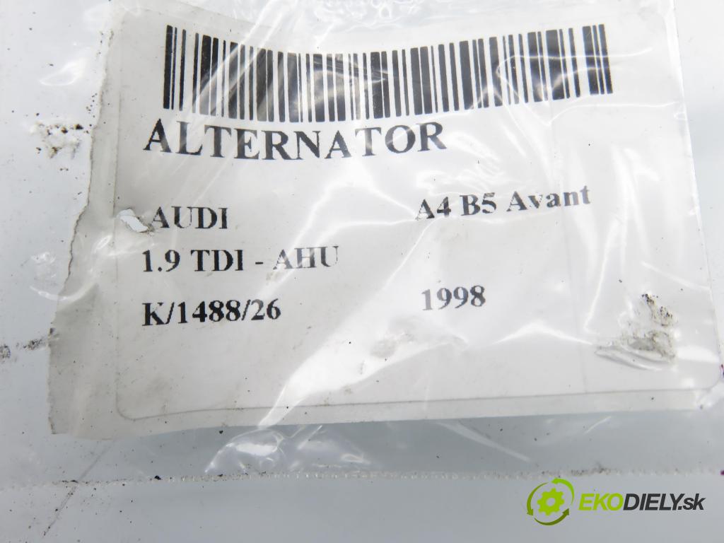 AUDI A4 Avant (8D5, B5) KOMBI 1998 66,00 1.9 TDI - AHU 1896,00 Alternátor 0123515003 ; 028903028 (Alternátor)