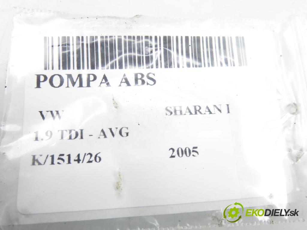VW SHARAN (7M8, 7M9, 7M6) MINIVAN 2005 81,00 1.9 TDI - AVG 1896,00 Pumpa ABS 7M3907379E ; 10092503063 (Pumpa ABS)