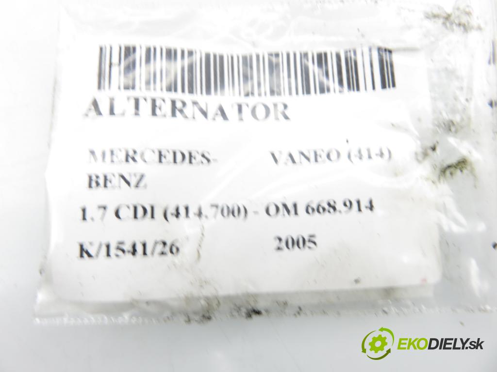 MERCEDES-BENZ VANEO (414) MINIVAN 2005 67,00 1.7 CDI (414.700) - OM 668.914 1689,00 Alternátor 6681540202 (Alternátor)